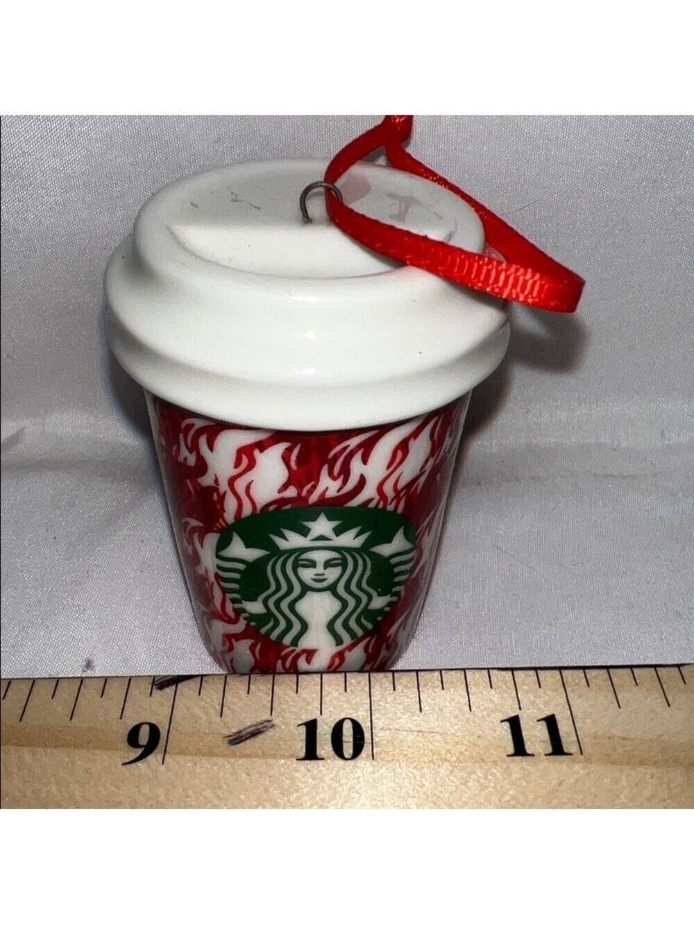 Starbucks Red and White Swirl Ornament